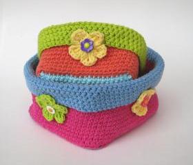 Crochet square basket - 2 sizes, crochet pattern, easy, Crochet Pattern PDF, Great for Beginners, Pattern No. 58
