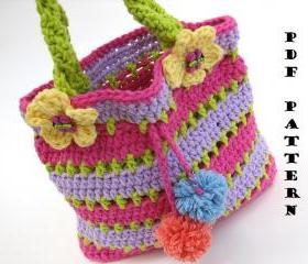 Colorful Girls Bag / Purse, Crochet Pattern PDF,Easy, Great for Beginners, Pattern No. 57