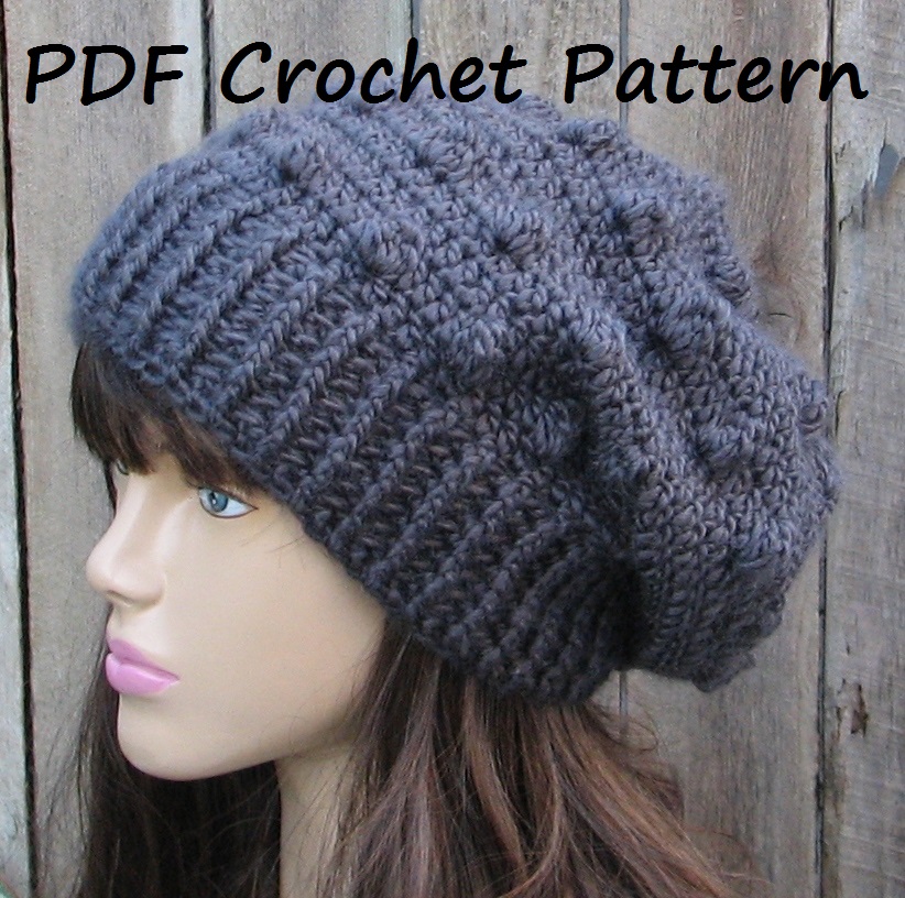 CROCHET PATTERN!!! Crochet Hat - Slouchy Hat, Crochet Pattern PDF,Easy ...