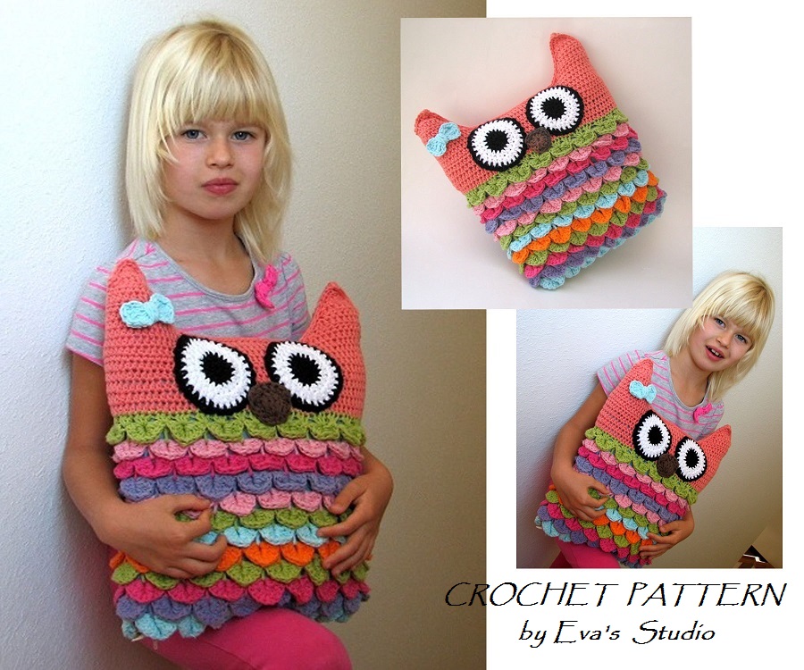 ... , PDF crochet pattern, owl pillow, owl soft toy pattern DIY tutorial